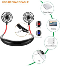 Neck Fan Dual Cooling Black Red Adjustable ABS image 3 PanguDeals Pakistan