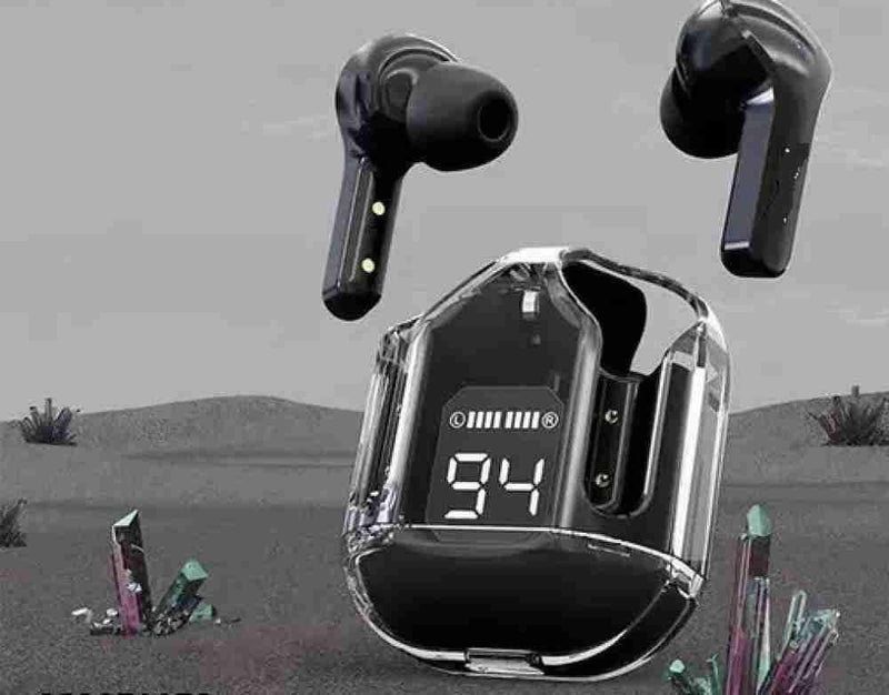 Wireless Noise-Cancelling Earbuds Black Transparent Bluetooth 5.3 image 1 PanguDeals Pakistan