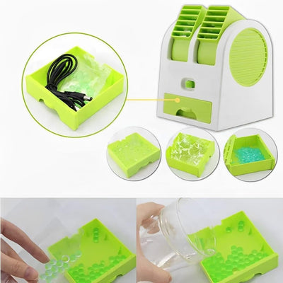 Battery Operated Mini AC with Ice Tray, Green White, 2.5W image 1 PanguDeals Pakistan
