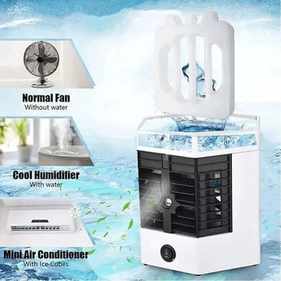 Mini Air Cooler with Humidifier & Fan, 1440 Watts, ABS Plastic, Blue Design image 1 PanguDeals Pakistan