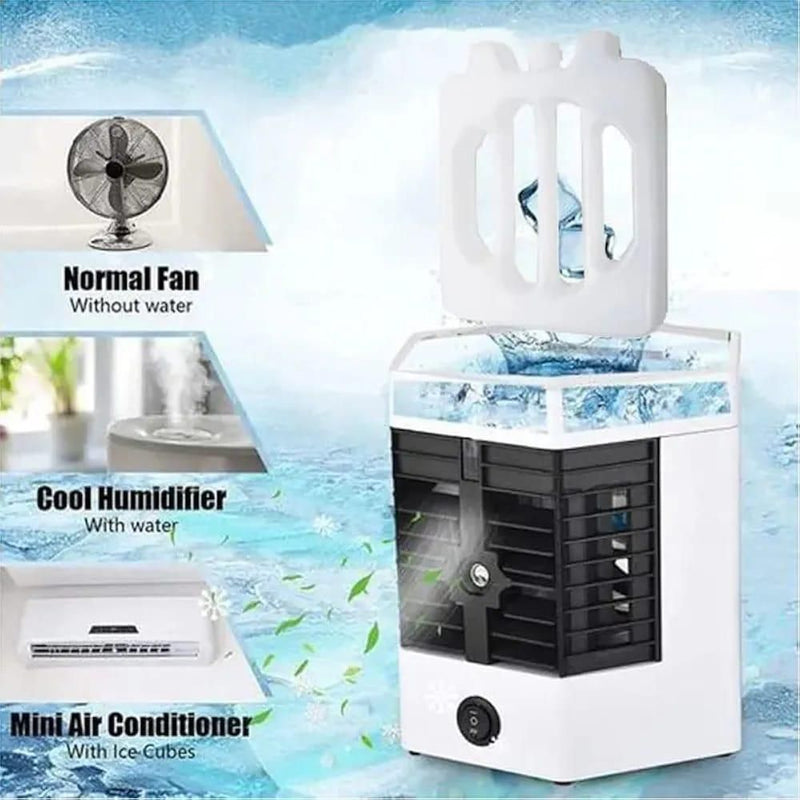 Mini Air Cooler with Humidifier & Fan, 1440 Watts, ABS Plastic, Blue Design image 1 PanguDeals Pakistan
